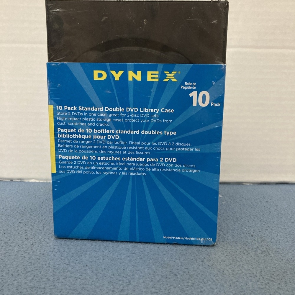 NIB Dynex Black Standard Double DVD (CD, Blu-Ray) Library Case - Pack of 10